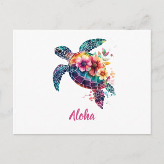 Aloha Sea Turtle Postcard – Tropical Island Beach