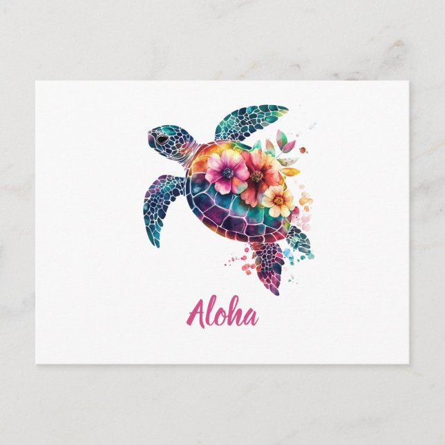 Aloha Sea Turtle Postcard – Tropical Island Beach (Front)