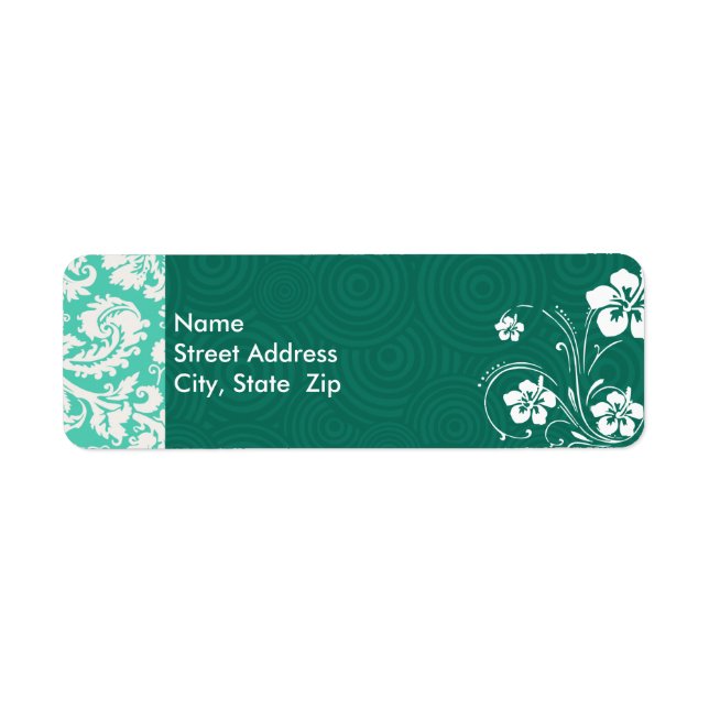 Aloha; Seafoam Green Damask Label (Front)