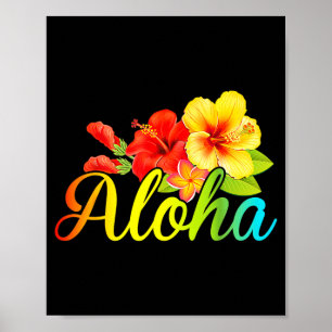 Aloha shirt hawaiian flower hawaii vacation women poster
