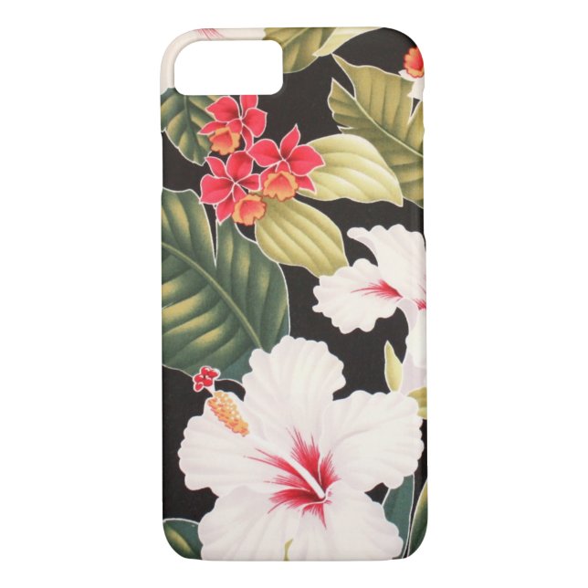 Aloha Shirt Hibiscus Black Case-Mate iPhone Case (Back)