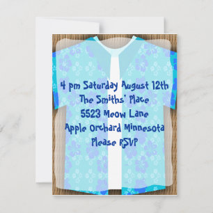 Aloha Shirt Luau Tiki Party Invitation