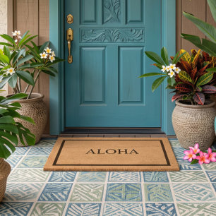 Aloha Simple Custom Greeting Fiber Doormat