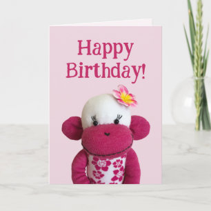 Aloha Sock Monkey Birthday Card