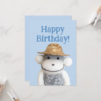 Aloha Sock Monkey Birthday Card