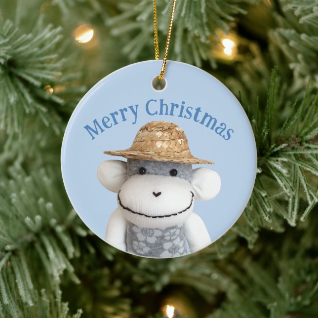 Aloha Sock Monkey(Boy) Ceramic Ornament (Tree)