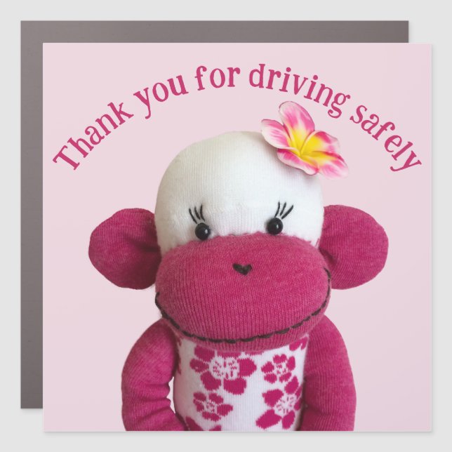 Aloha Sock Monkey Car Magnet (Front)