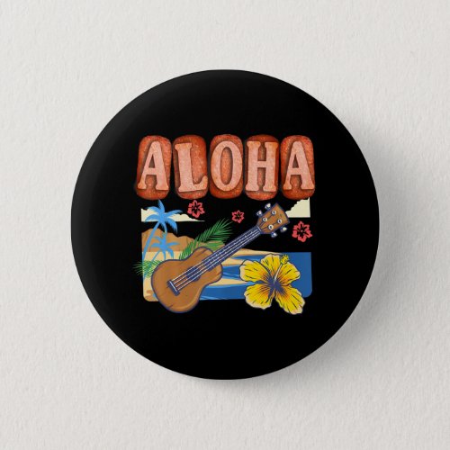 Aloha Spam Hawaii Ukulele _ Waikiki Beach Button