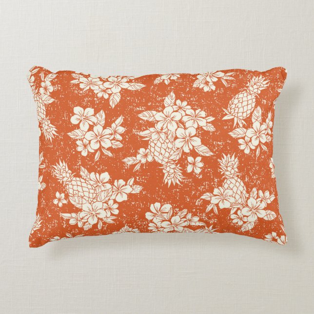 Aloha Spirit: Hibiscus-Pineapple Harmony. Accent Pillow (Front)