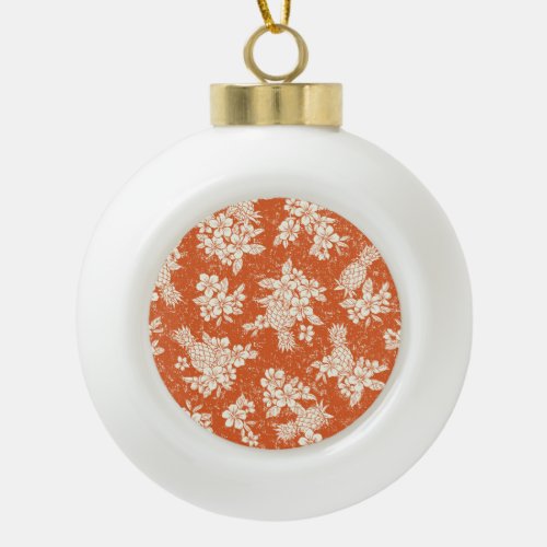 Aloha Spirit Hibiscus_Pineapple Harmony Ceramic Ball Christmas Ornament