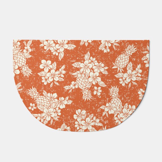 Aloha Spirit: Hibiscus-Pineapple Harmony. Doormat (Front)