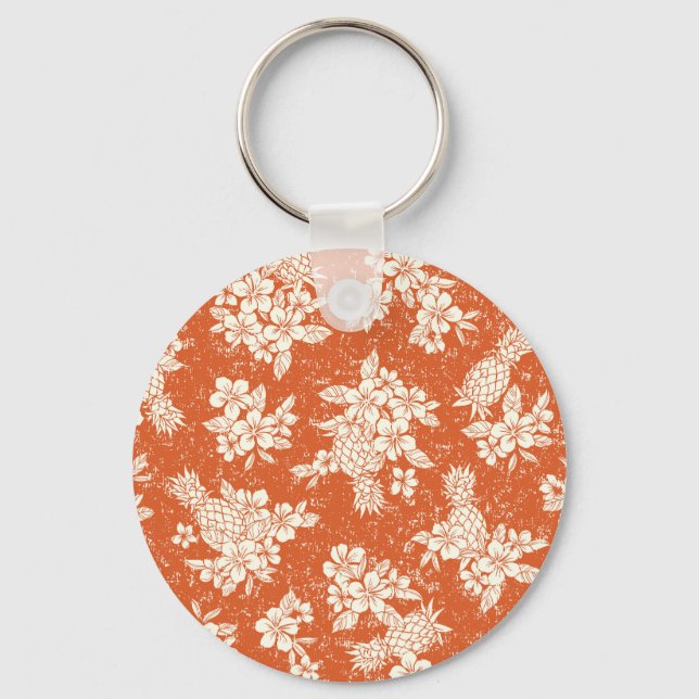 Aloha Spirit: Hibiscus-Pineapple Harmony. Keychain (Front)