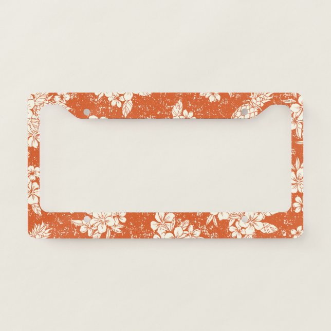 Aloha Spirit: Hibiscus-Pineapple Harmony. License Plate Frame (Front)