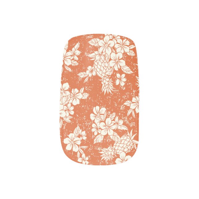 Aloha Spirit: Hibiscus-Pineapple Harmony. Minx Nail Art (Left Thumb)