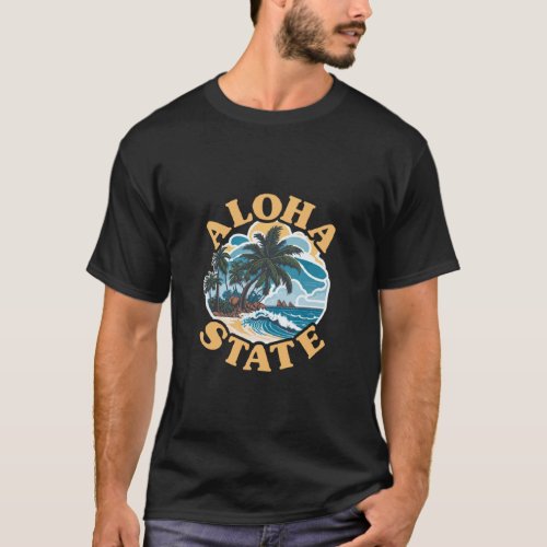 Aloha State 808 Vintage Surfing Beach Hawaii Surfe T_Shirt