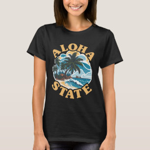 Aloha State 808 Vintage Surfing Beach Hawaii Surfe T-Shirt