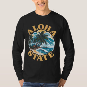 Aloha State 808 Vintage Surfing Beach Hawaii Surfe T-Shirt
