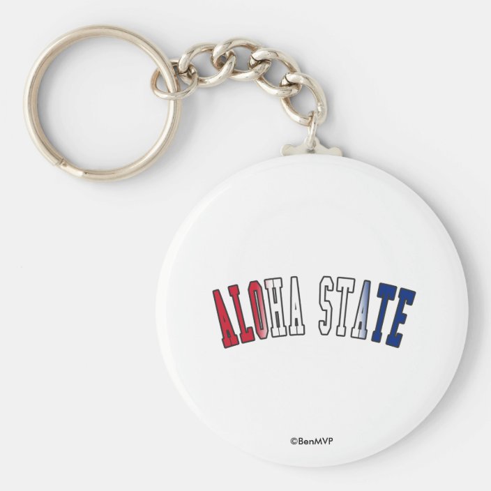 Aloha State in State Flag Colors Key Chain