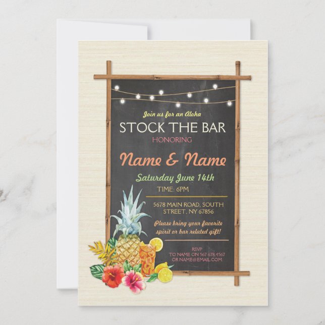 Aloha Stock The Bar Cocktail Engagement Invite (Front)