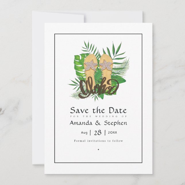 Aloha Summer Beach Wedding Save The Date (Front)