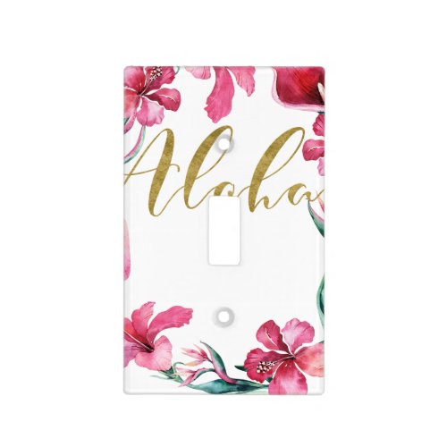 Aloha Summer Floral Hibiscus Flower Wreath Light Switch Cover