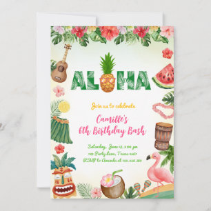 Aloha Summer Girl Birthday  Invitation