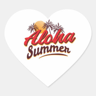 Aloha Summer Heart Sticker