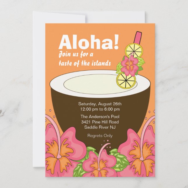 Aloha Summer Party Luau Invitation (Front)