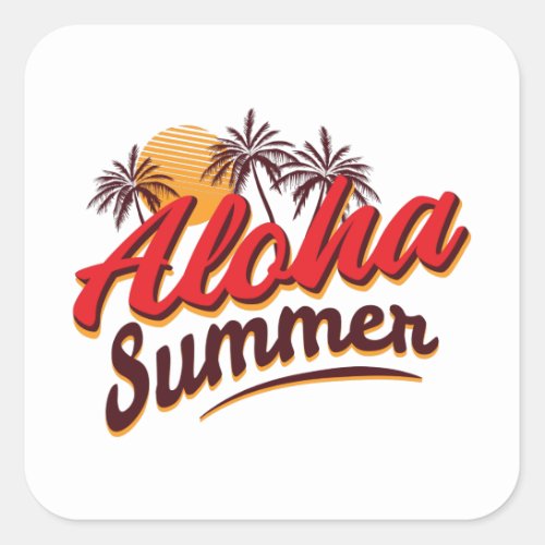 Aloha Summer Square Sticker