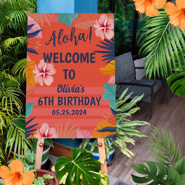 Aloha summer tropical birthday Welcome Sign (Creator Uploaded)