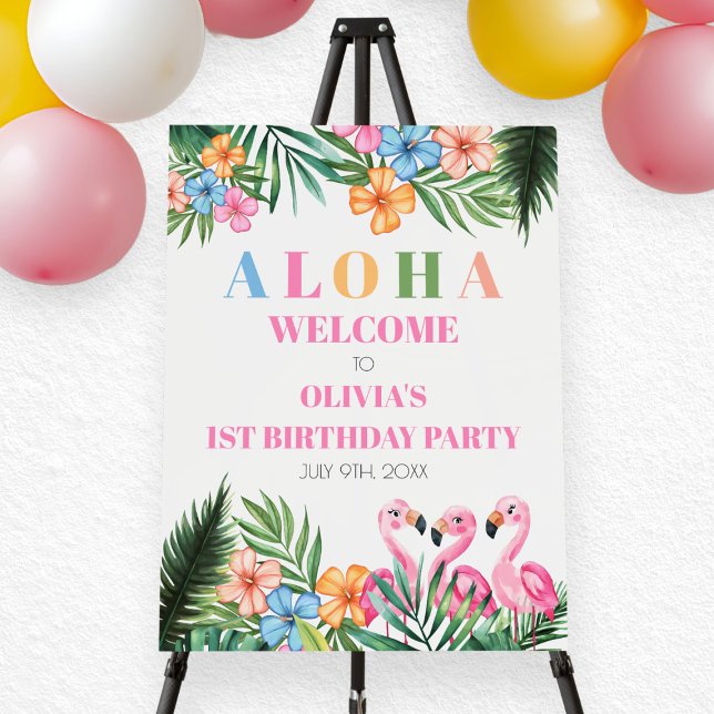 Aloha Summer Tropical Girl 1st Birthday Welcome Foam Board (Aloha Summer Tropical Girl 1st Birthday Welcome Foam Board)