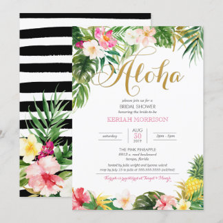 Aloha Summer Tropical or Luau Bridal Shower Invitation