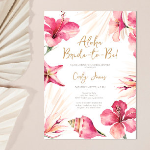 Aloha Summer Tropical Pink Bridal Shower Invitation