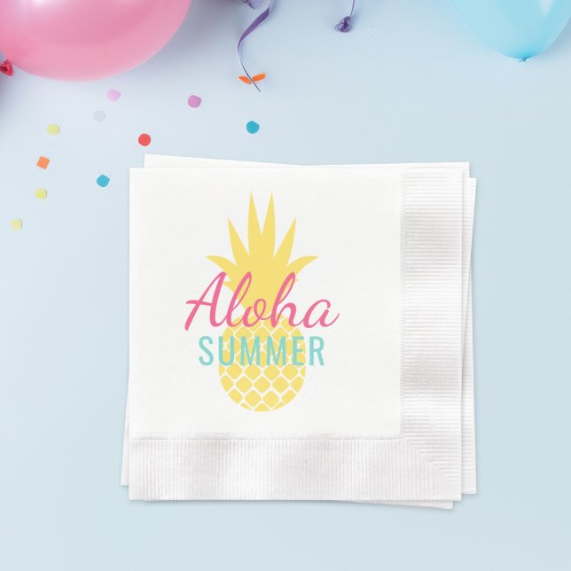 Aloha Summer Tropical Yellow Pineapple Paper Napkins (Creator Uploaded)
