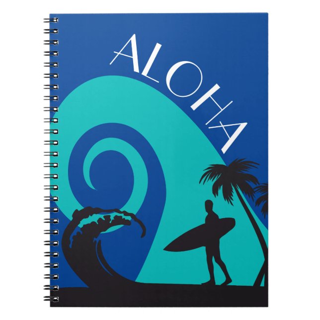 Aloha Surf and Palm Trees Notebook (Front)