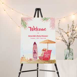 Aloha Surfboard Beach Baby Shower Welcome Sign