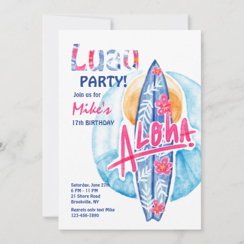 Aloha Surfboard Invitation