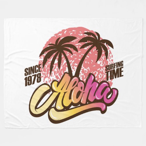 Aloha Surfing Time Fleece Blanket