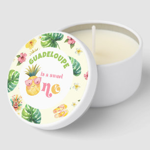 Aloha Sweet One tropical luau birthday party Mini Candle Favors