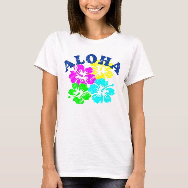 Aloha T-Shirt Colorful Hawaiian Flowers (Front)