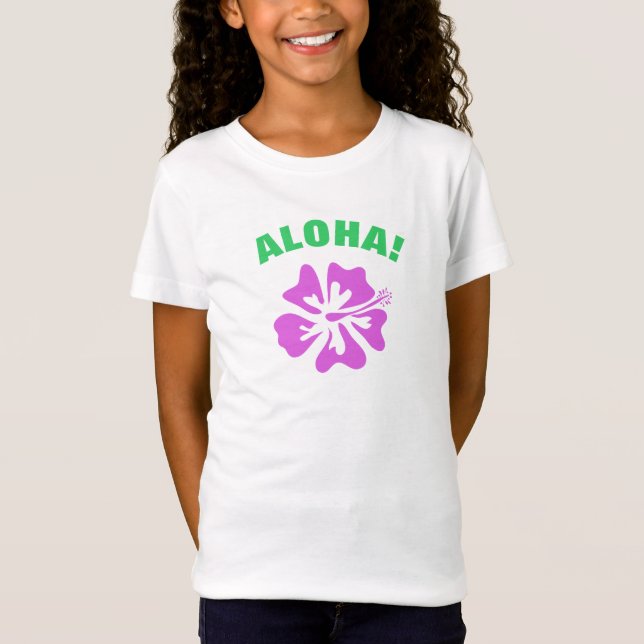 Aloha t shirt with Hawaiian Hibiscus flower (Front)