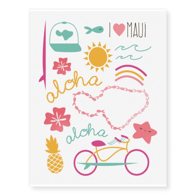 "Aloha" Temporary tattoos (Front)