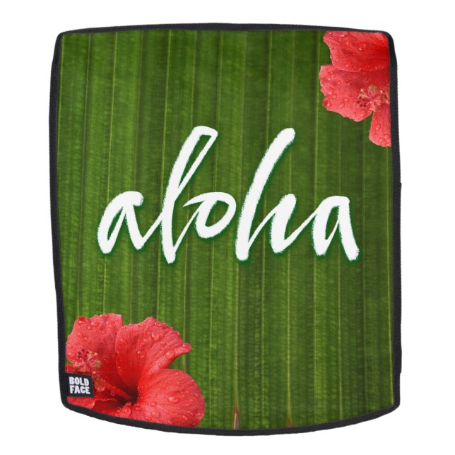 Aloha Ti Leaf Hibiscus Calligraphy Hawaii Green Backpack (Removable Face)