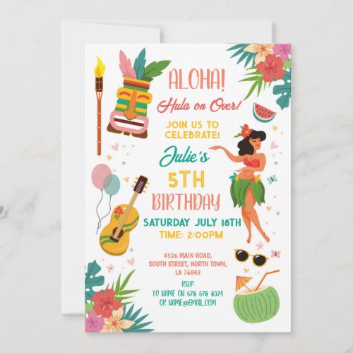 Aloha Tiki Party Birthday Lei Aloha  Invitation
