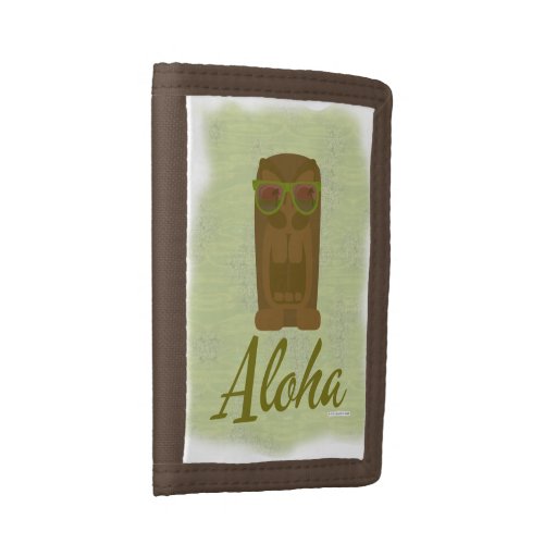 Aloha Tiki Statue Fun Retro Island Art Cartoon Trifold Wallet