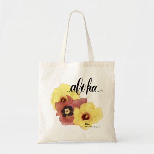 Aloha Tote Bag Hau Hibiscus Aloha blank back