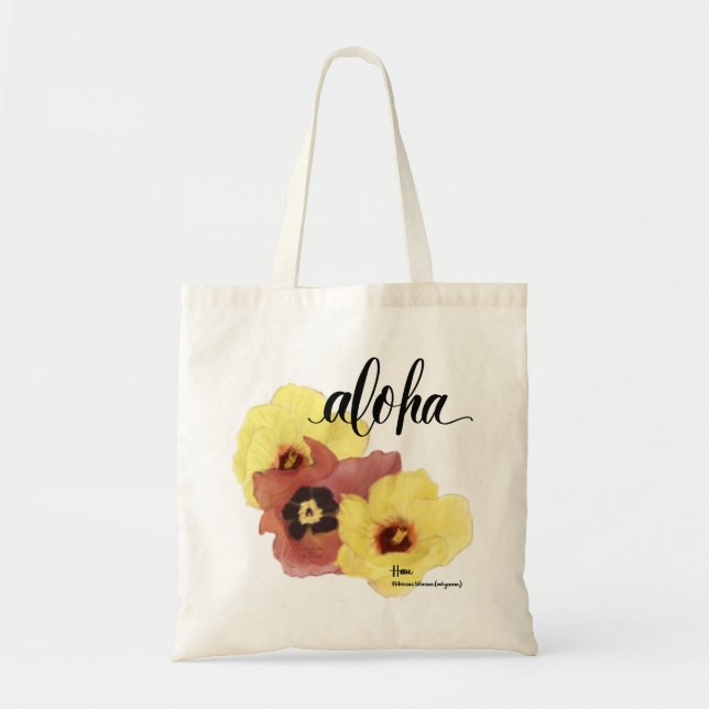 Aloha Tote Bag Hau Hibiscus Aloha (blank back) (Front)