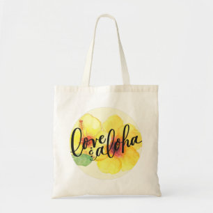 Aloha Tote Bag Hibiscus Love & Aloha (blank back)