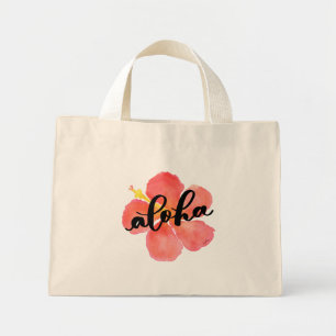 Aloha Tote Bag with Red Hibiscus Flower