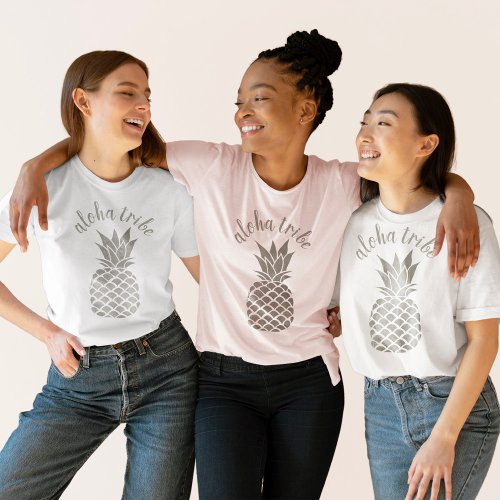 Aloha Tribe Hawaiian Silver Pineapple Bridesmaid T_Shirt